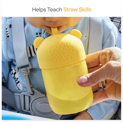 Munchkin Gentle Transition Honey Bear Straw Cup for Babies and Toddlers 6 Months and Up, Squeezable Sippy Bottle for Easy Drinking, 9 Ounce, Yellow