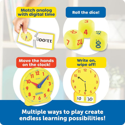 Learning Resources Time Activity Set, Ages 5–7, Teaching Time Toy, Learn to Tell Time, Homeschool Clock Kit, Analogue & Digital Activities