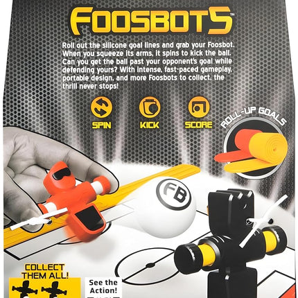 Fat Brain Toys Foosbots 2-Pack - Football Themed, Fast Paced 2-Player Tabletop Trickshot Game for Kids Ages 6+, Orange, Green
