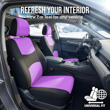FH Group Automotive Seat Covers Purple Universal Fit Full Set Flat Cloth Fabric fits most Cars, SUVs, Trucks, and Vans FB050PURPLE114