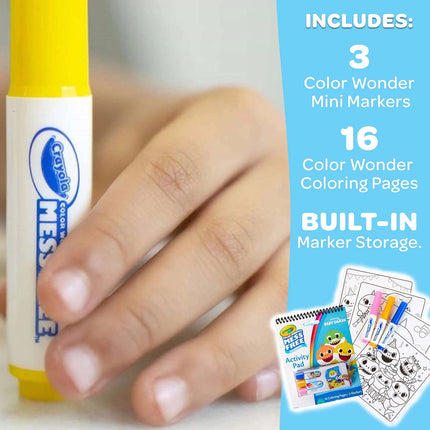 CRAYOLA Baby Shark Color Wonder Travel Activity Pad, Mess Free Coloring, Gift for Kids, 3, 4, 5, 6