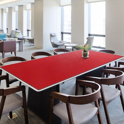 ZORESYN Large Conference Table Pads (200x90cm) - PU Leather Oversized Mouse pad Office Desk Mat - Nonslip Base and Waterproof Desktop Writing Pad Mouse Mat (Red)