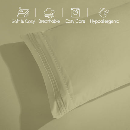 Elegant Comfort Luxury 1500 Premium Hotel Quality Microfiber 4-Piece Sheet Set - Soft, All Around Elastic 18-24 Inches Deep Fitted Sheet - Extra Deep Pocket Sheets, Full, Sage/Green