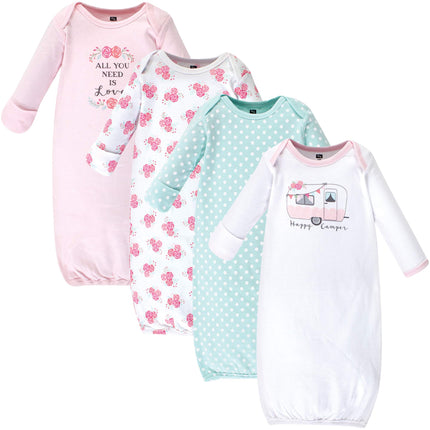 Hudson Baby Baby-Girls Cotton Gowns, Pink Happy Ca