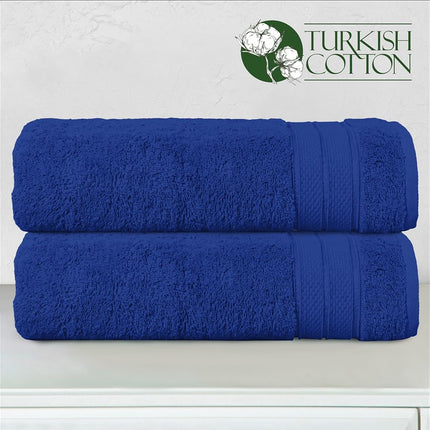 Elegant Comfort Three Line Popcorn Towel Set for Bathroom 27 x 54 inches, Premium Hotel Quality 2-Pack Bath Towels, 100% Turkish Cotton, Soft and Durable, Quick Dry and Highly Absorbent, Cobalt Blue