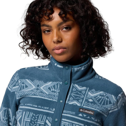 Columbia Women's Benton Springs Printed 1/2 Snap, Fleece Pull Over, Everblue Deschutes Days, M