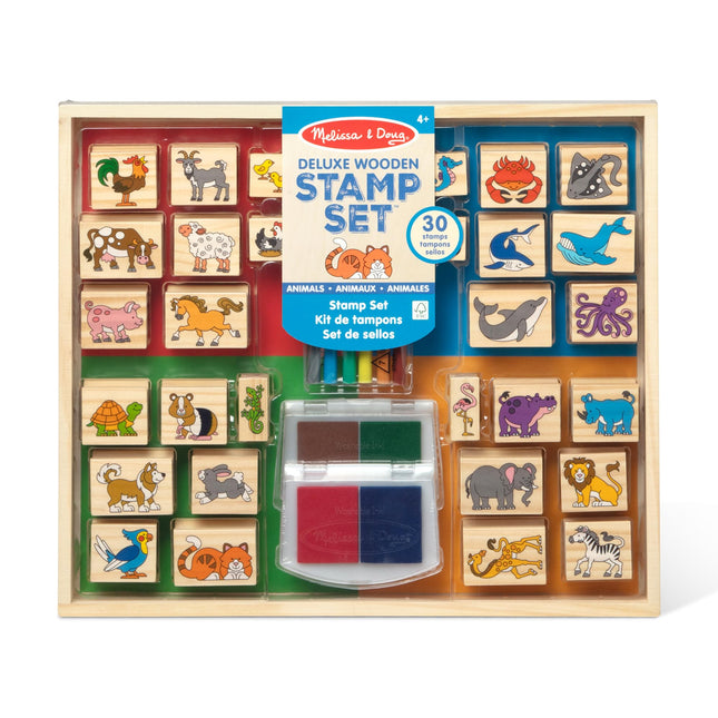 Melissa & Doug Deluxe Wooden Stamp Set: Animals - 