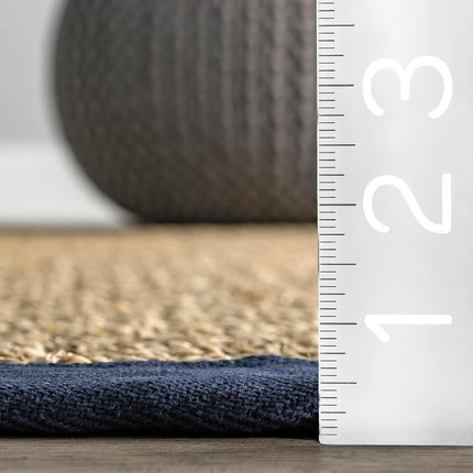 nuLOOM Elijah Farmhouse Seagrass Runner Rug, 2' 6" x 8', Navy