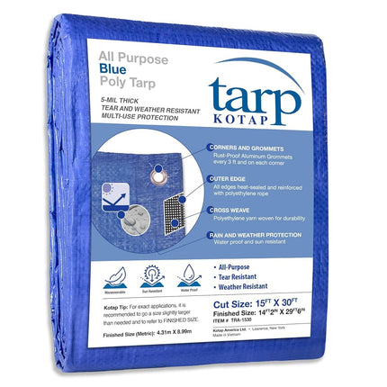 Kotap America TRA-1530 TARP, Royal Blue, 15 x 30 F