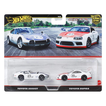 Hot Wheels Premium Car Culture 2-Pack of 1:64 Scale Vehicles, Unique Pairings, Real Riders Tires, Metal/Metal Chassis, Toy for Collectors, JBL03