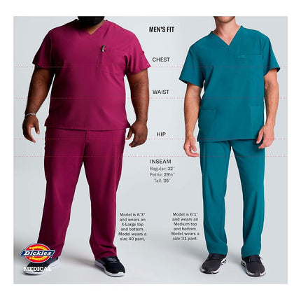 Dickies Men's Signature V-Neck Scrubs Shirt, Black, XXXXL