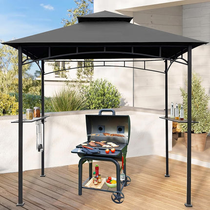 CoastShade 8 x 5 Grill BBQ Gazebo Double Tiered Replacement Canopy Roof Outdoor Barbecue Gazebo Tent Roof Top,Gray