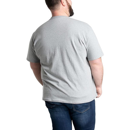 Fruit of the Loom Men's Tall Size Eversoft Cotton Short Sleeve T-Shirts (Regular, Big & Tall-Pocket-Grey Heather, Large
