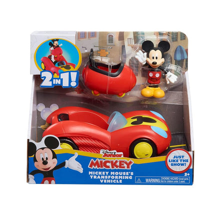 Disney Junior Mickey Mouse Funhouse Vehículo Transformable, Mickey Mouse, Coche de Juguete Rojo, Preescolar, Juguetes para Niños de 3 Años en Adelante de Just Play