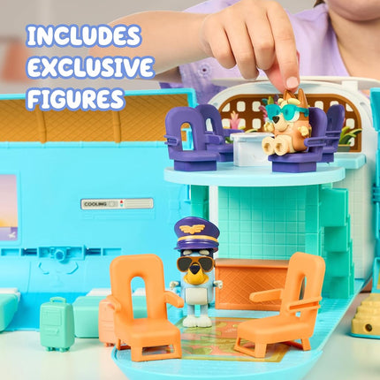 Bluey 3-in-1 Transforming Plane Playset with The Heelers, Plane Transforms to A Resort & Boat, 25+ Sounds & Phrases, 5 Figures - Exclusive Captain Figure, Amazon Exclusive