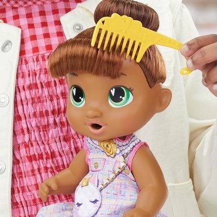 Baby Alive Bubbly Tea Party Sophia Sparkle Doll with Teapot Accessories, Brown Hair, 11 Inches, Toy for 3 Year Old Girls and Boys & Up