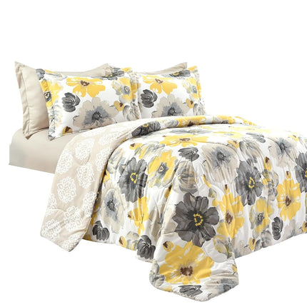 Lush Decor Leah, Polyester, Yellow & Gray, King