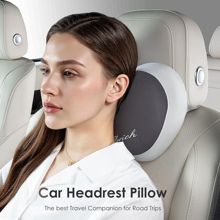 FLORICH 3 cojines para asiento de coche, almohada de soporte lumbar, almohadas para reposacabezas de coche, cojines de asiento de espuma viscoelástica ultra gruesa, cojín de respaldo para alivio de presión para silla de oficina (gris beige)