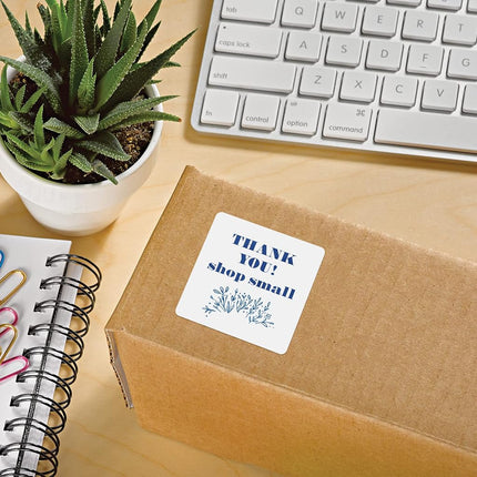 Avery Matte White Square Labels with Sure Feed, 2.5" x 2.5", 450 Matte White Printable Labels