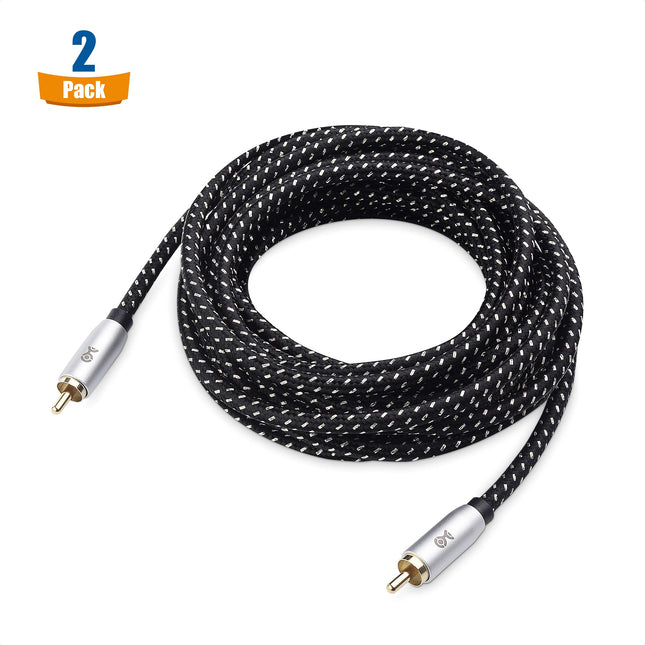 Cable Matters Cable para Subwoofer (Paquete de 2, 4.6 m), Cable Coaxial Digital (Cable Coaxial de Audio Digital y Cable LFE para Subwoofer) – 4.6 m / 15 Pies