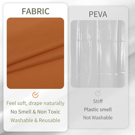 Alyvia Spring Extra Long Fabric Shower Curtain, Waterproof, Soft and Lightweight, XL Shower Curtain with 3 Magnets, Machine Washable, 72 x 84 Inch, Burnt Orange