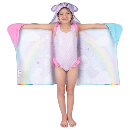 Care Bears Bath/Pool/Beach Soft Cotton Terry Hooded Towel Wrap, 24 in x 50 in, By Franco Kids
