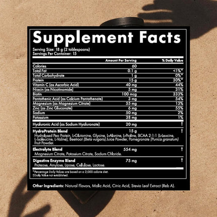 WelleCo The HydroProtein Elixir Plant‑Based Protein Powder, Vegan, Gluten‑Free, Electrolytes Hydration Powder Supplement, Naturally Sweetened, Blackcurrant & Pomegranate Flavor, 270g