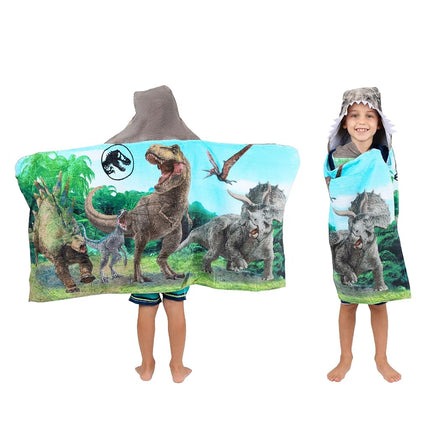 Serviette de bain et de plage en éponge de coton doux avec capuche Franco pour enfants, 61 cm x 127 cm, Jurassic World