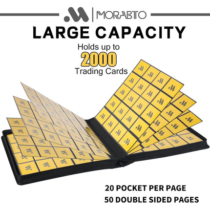 MORABTO Card Binder 12 Pocket,Trading Card Binder Holds up to 1200 Cards with 25 Sleeves,Zipper Card Holder Album Compatible with TCG Card/Game Cards/Sports Card