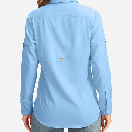 Women's UPF 50+ Sun Protection Shirts Long Sleeve for Fishing Hiking Safari, Sail, 3X-Large