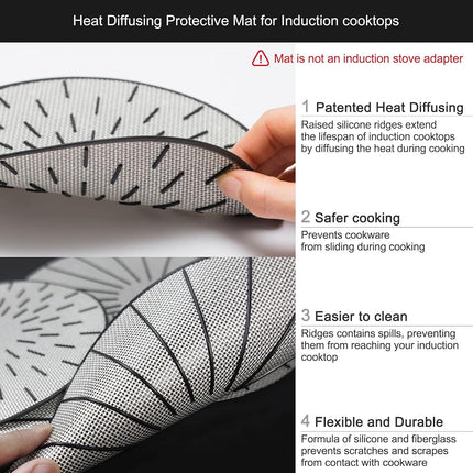 Handy Fox Induction Mat - Silicone Fiberglass Cooktop Scratch Protector - for Induction Stove - Nonslip Pads to Prevent Pots from Sliding During Cooking (9.4×9.4)