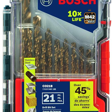 Bosch CO21B 21 pc. Cobalt M42 Drill Bit Set