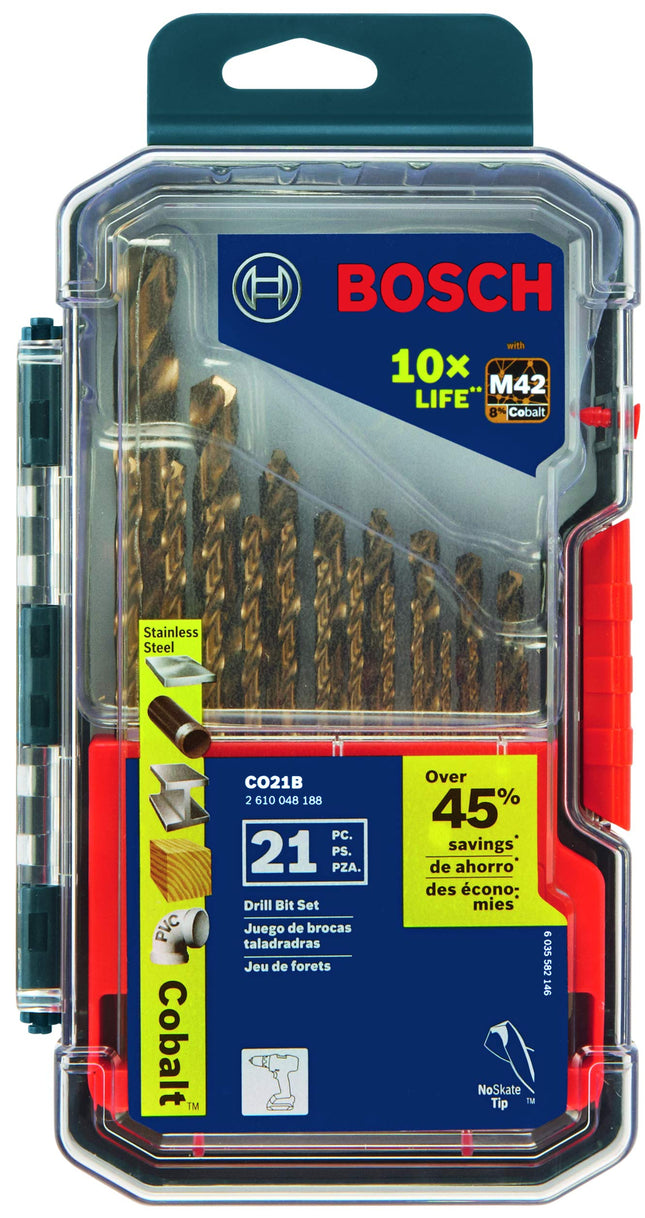 Bosch CO21B 21 pc. Cobalt M42 Drill Bit Set