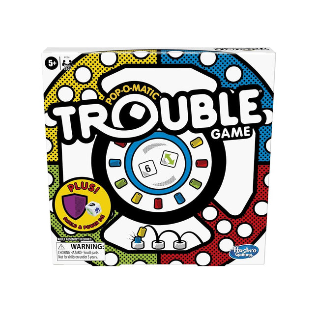 Hasbro Gaming Trouble Board Game Includes Bonus Power Die and Shield, Game for Kids Ages 5 and Up, 2-4 Players (Amazon Exclusive)