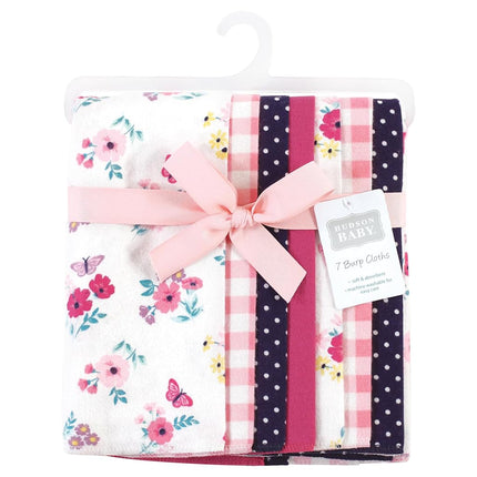 Hudson Baby Toallas de tela de algodón de franela para bebé, paquete de 7 unidades, talla única, estampado floral de mariposas