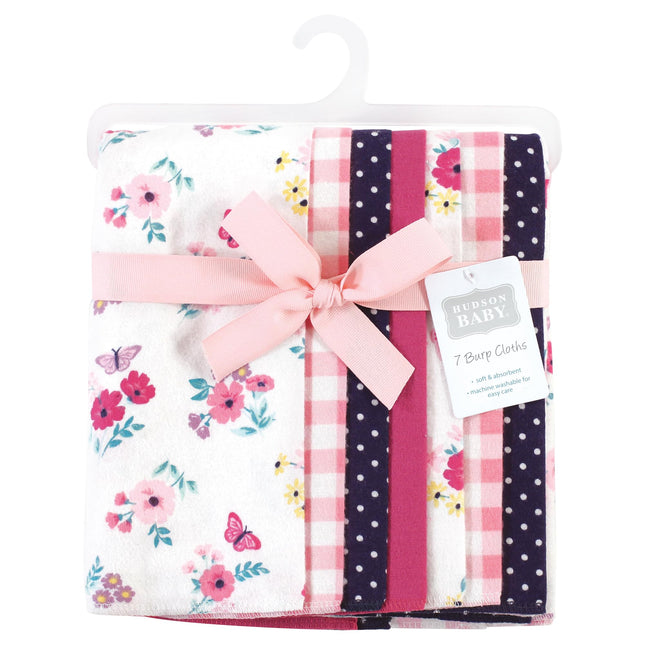 Lot de 7 langes en flanelle de coton Hudson Baby, motif floral papillons, taille unique
