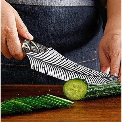 Dream Reach Feather Viking Boning Knife, 6 Inch Professional Viking Knife Meat Cleaver Full Tang with Sheath Gift Box for Outdoor Camping Thanksgiving Gifts for Men Women