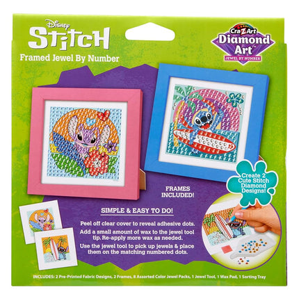 Cra-Z-Art Disney Stitch Framed Chunky Gem by Number Kit, Diamond Art Painting Kits - DIY Diamond Jewel by Number Art, Creative Gem Craft, Great Gift for Birthdays for Girls and Boys Ages 6 and Up