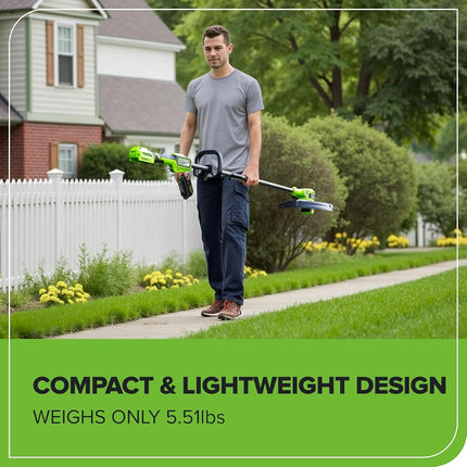 Greenworks 24V 13" Brushless Cordless String Trimmer/Edger (Includes 20 Blades), Battery and Charger Not Included