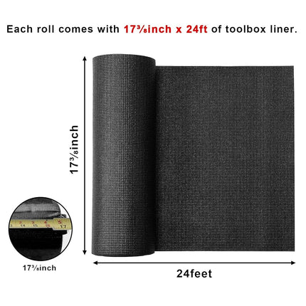 CASOMAN Professional Tool Box Drawer Liner 18 inch x 24 feet, Non-Slip Foam Rubber Mat - Adjustable Thick Cabinet Liners