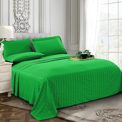 Elegant Comfort Softest and Coziest 4-Piece Sheet Set - 1500 Premium Hotel Quality Microfiber - Deep Pocket, Wrinkle Resistant 4-Piece Damask Stripe Bed Sheet Set, Twin, Emerald Gren