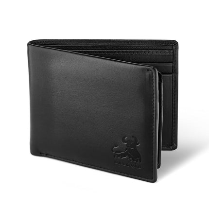 BULL GUARD Cartera para Hombre con Bloqueo RFID, Plegable, Piel Genuina Nappa Suave, Negra