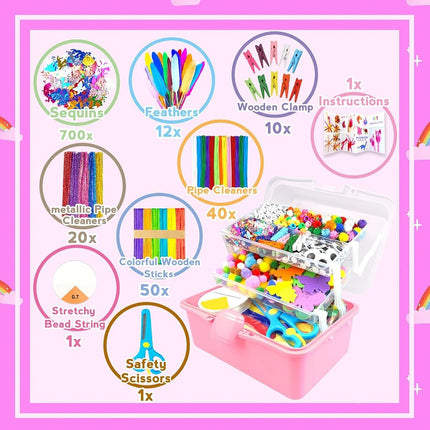 ZEIZHUBN 3000 Pieces Craft Set Children, DIY Craft Case Children with Pipe Cleaner, Googly Eyes, Creative Scrapbooking Craft Box, Craft Supplies for Girls Boys 4-8, 8-12 Years Gift