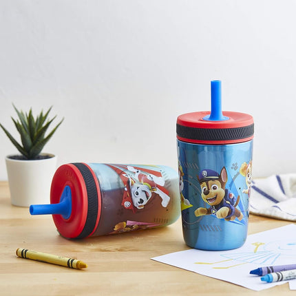 Zak Designs Paw Patrol Kelso Leak-Proof Toddler Straw Cups, 3pc Set
