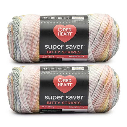 Red Heart Super Saver Bitty Stripe Rainbow Mist Ya