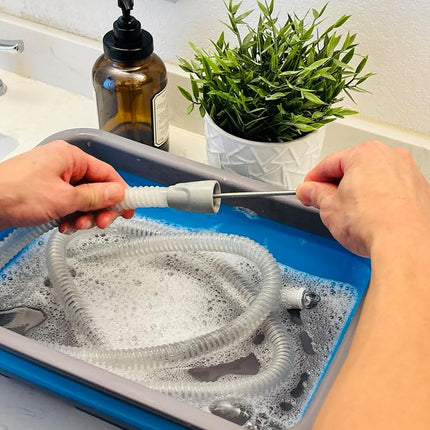 CPAP Cleaning Kit for CPAP Hose and Mask for CPAP Hanger with Brush and Collapsible Wash Basin Bucket Tub - Essential Care Kit for CPAP Users, Suitable for 7 Feet Tubing and 22mm 19mm Diameter