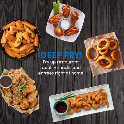 Freidora eléctrica de inmersión Elite Gourmet EDF1607# de 800 vatios con cesta de malla, capacidad de aceite de 1,6 cuartos / 6,5 tazas, perilla de temperatura y tapa con ventana, acero inoxidable