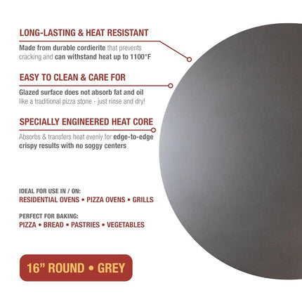 Old Stone Pizza Kitchen Glazed Round Pizza Stone for Oven and Grill, 16 inch