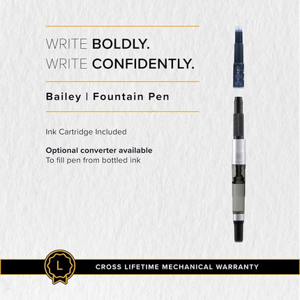 Cross Bailey Blue Lacquer Fountain Pen - medium nib - Premium Box (AT0456-12MS)