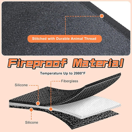 Fireplace Mat, Hearth Rug Fireproof, Fireplace Floor Mat, Fireproof Rug for Fireplaces and Woodstoves,Fire Resistant Fireplace Rug, D Shaped, Size 59" x32"